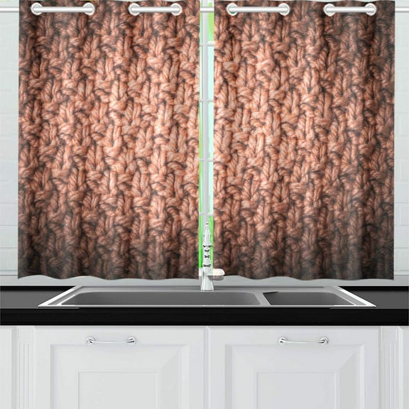 MKHERT Knitted Wool Window Curtain Kitchen Curtain 26x39 inch,Two Piece