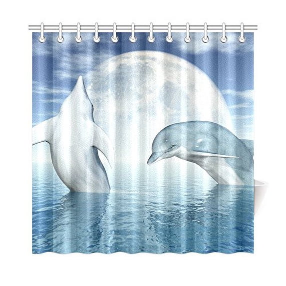 MKHERT Large Size Jumping Dolphins Shower Curtain Home Decor Bathroom Shower Curtain 66x72 inch