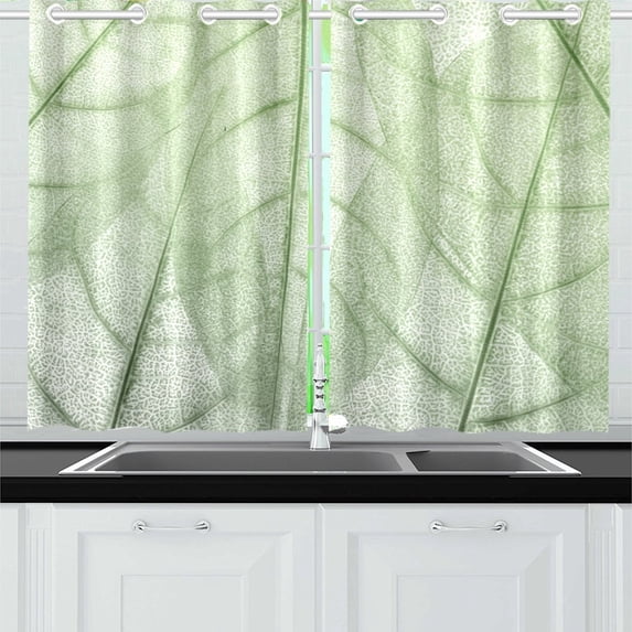 MKHERT Leaf Design Window Curtain Kitchen Curtains Window Treatments 26x39 inch,Set of 2