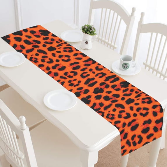 MKHERT Leopard Table Runner for Office Kitchen Dining Room Wedding Party 16x72 inch