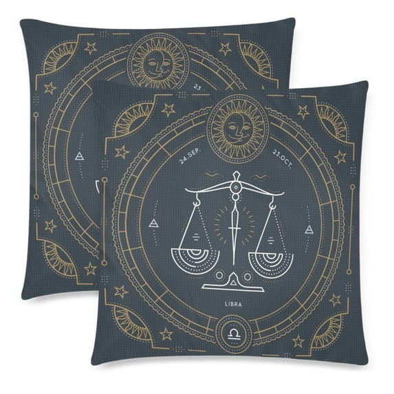 MKHERT Libra Zodiac Pillowcase Pillow Protector Cushion Cover 18x18 inch,Set of 2