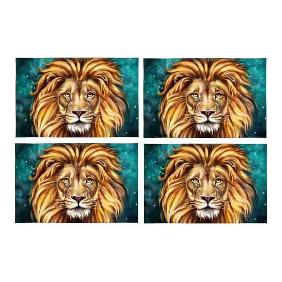 MKHERT Lion Aslan Digital Painting Lion Aslan Placemats Table Mats for Dining Room Kitchen Table Decoration 12x18 inch,Set of 4