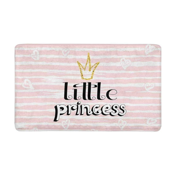 MKHERT Little Princess with Glitter Crown and Stripes Doormat Rug Home Decor Floor Mat Bath Mat 30x18 inch
