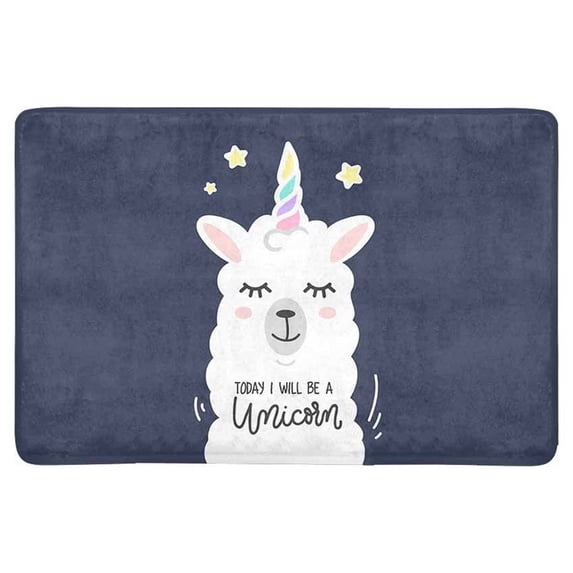 MKHERT Llama in Unicorn Horn with Funny Quotes I Will Be a Unicorn Doormat Rug Home Decor Floor Mat Bath Mat 23.6x15.7 inch