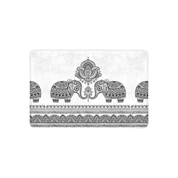 MKHERT Lotus Ethnic Elephant with African Tribal Paisley Ornament Doormat Rug Home Decor Floor Mat Bath Mat 23.6x15.7 inch