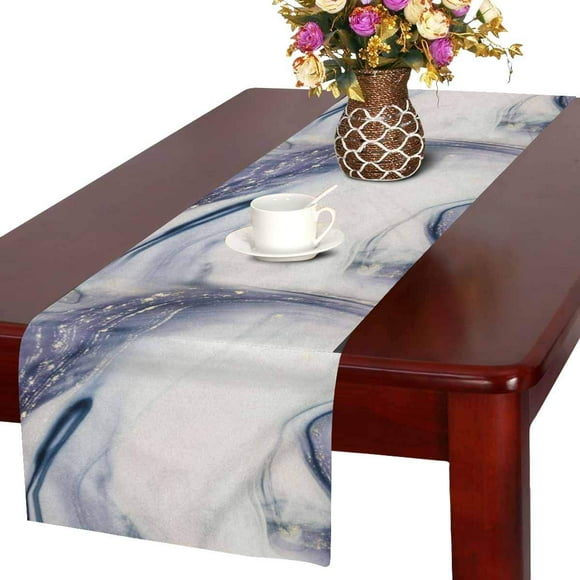 MKHERT Luxury Swirls of Marble Stone Traditional Marbling Art Table Runner Home Decor for Home Kitchen Wedding Party Banquet Decoration 16x72 Inch