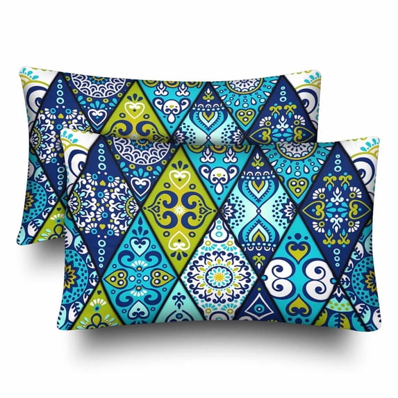 MKHERT Madnala Boho Pillowcase Pillow Protector Cushion Cover 20x30 inch,Set of 2