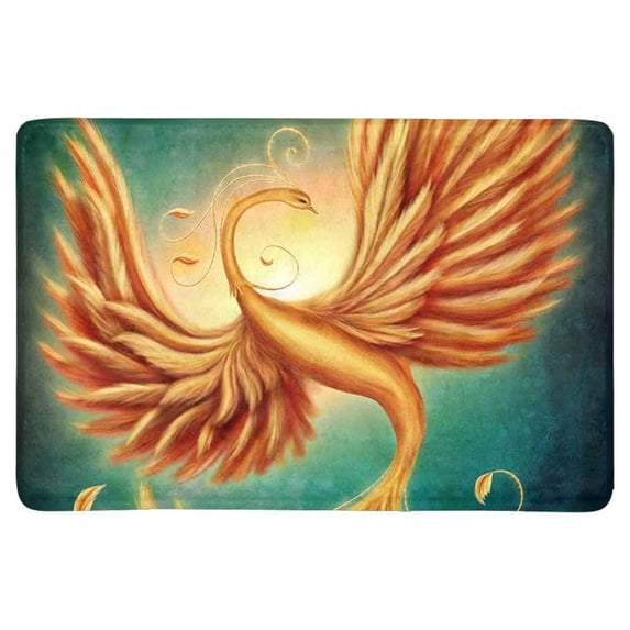 MKHERT Magic Phoenix Firebird with Firebird Alluring Swirls Art Doormat Rug Home Decor Floor Mat Bath Mat 23.6x15.7 inch