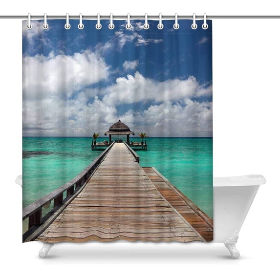 MKHERT Maldives Rasdhoo Atoll Kuramathi Island Summer Tropical Resort Waterproof Shower Curtain Decor Fabric Bathroom Set 60x72 inch