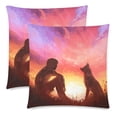 thumbnail image 1 of MKHERT Man And Dog Sunset Pillowcase Pillow Protector Cushion Cover 18x18 inch,Set of 2, 1 of 3