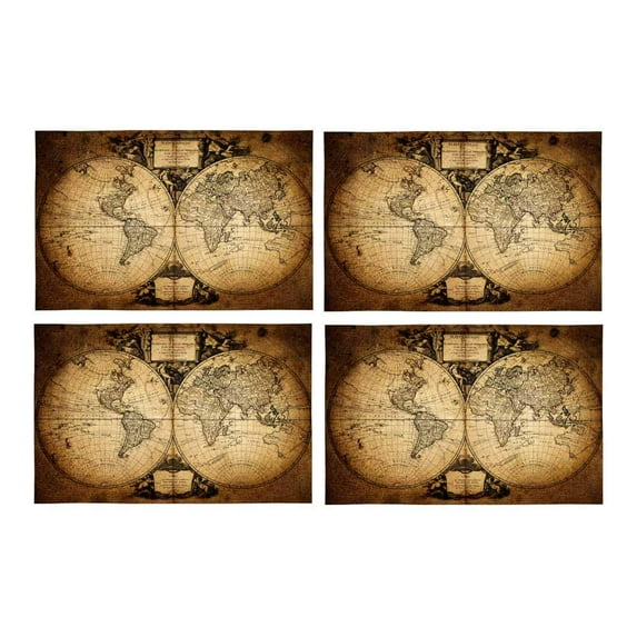 MKHERT Map of World Placemats Table Mats for Dining Room Kitchen Table Decoration 12x18 inch,Set of 4