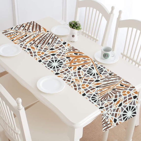 MKHERT Marble Texture Leaves Table Runner for Kitchen Wedding Party Home Decor 14x72 inch