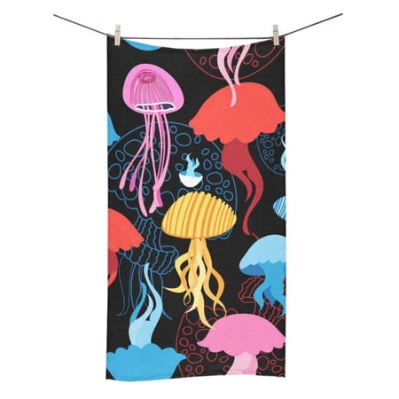 MKHERT Marine Bright Pattern With Multi-Colored Jellyfish Bath Towel Shower Towel Wash Cloth Face Towels 16x28 Inches