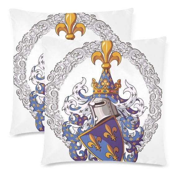 MKHERT Medieval Knight Heraldry Pillowcase Pillow Protector Cushion Cover 18x18 inch,Set of 2