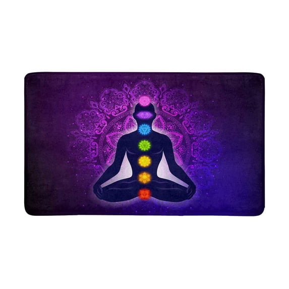 MKHERT Meditating Human in Lotus Pose Yoga Chakras Mandala Background Doormat Rug Home Decor Floor Mat Bath Mat 30x18 inch