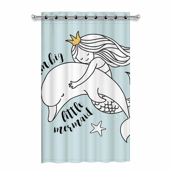MKHERT Mermaid Blackout Window Curtain Drapes Bedroom Living Room Kitchen Curtains 52x84 inch
