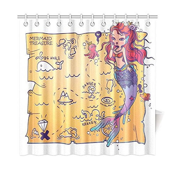 MKHERT Mermaid Shower Curtain Home Decor Bathroom Shower Curtain 66x72 inch