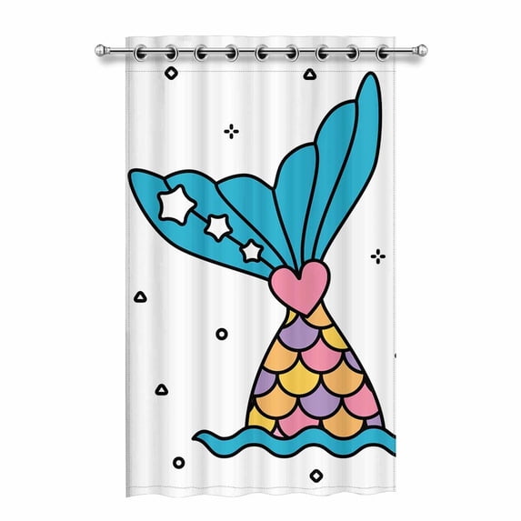 MKHERT Mermaid Tail Blackout Window Curtain Drapes Bedroom Living Room Kitchen Curtains 52x84 inch