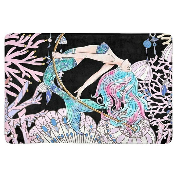 MKHERT Mermaid with Seashell and Coral Under Sea World Doormat Rug Home Decor Floor Mat Bath Mat 23.6x15.7 inch