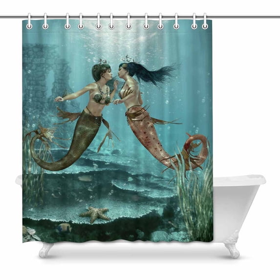 MKHERT Mermaids Shower Curtain Bath Curtain Waterproof fabric Polyester Curtains 60x72 inch