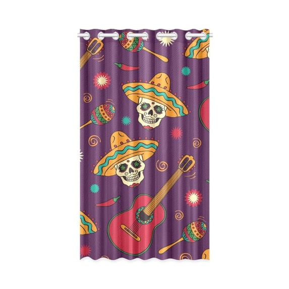 MKHERT Mexican Skull Window Curtain Living Room,Bedroom Window Drapes 52x84 inch
