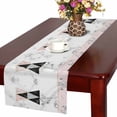 thumbnail image 1 of MKHERT Minimalist Marble Print with Gold Triangles Geometric Shapes Stripes Table Runner Home Decor for Wedding Banquet Decoration 16x72 Inch, 1 of 2