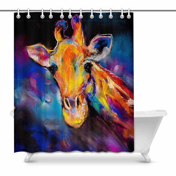 MKHERT Modern Art Giraffe Animal Pastel Painting House Decor Shower Curtain for Bathroom Decorative Bathroom Shower Curtain Set 60x72 inch