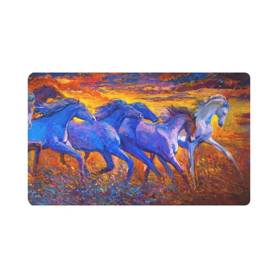 MKHERT Modern Running Horses Animal Oil Painting Doormat Rug Home Decor Floor Mat Bath Mat 30x18 inch