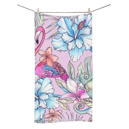 MKHERT Monstera Palm Hibiscus Bird Paradise Bath Towel Shower Towel Wash Cloth Face Towels 16x28 Inches