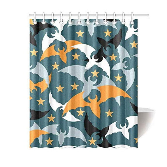MKHERT Multicolored Bats Polyester Fabric Bathroom Shower Curtain 60x72 inch