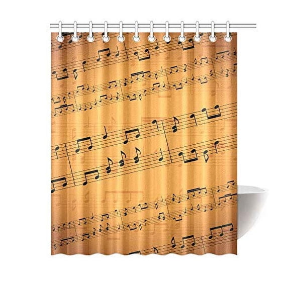 MKHERT Music Notes Polyester Fabric Shower Curtain 60x72 inch