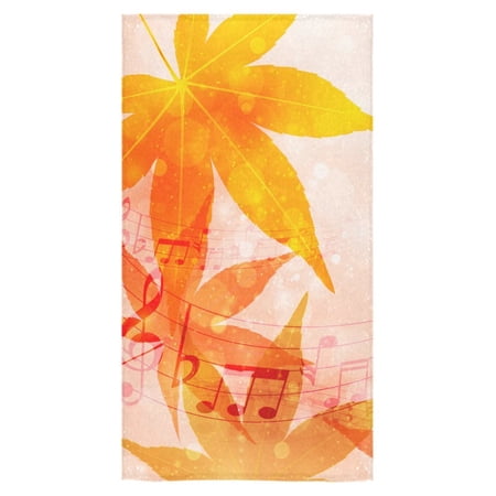 MKHERT Music Notes and Maple Leaf Bath Towel 30x56 Inches Bathroom Towel Beach Sunbath