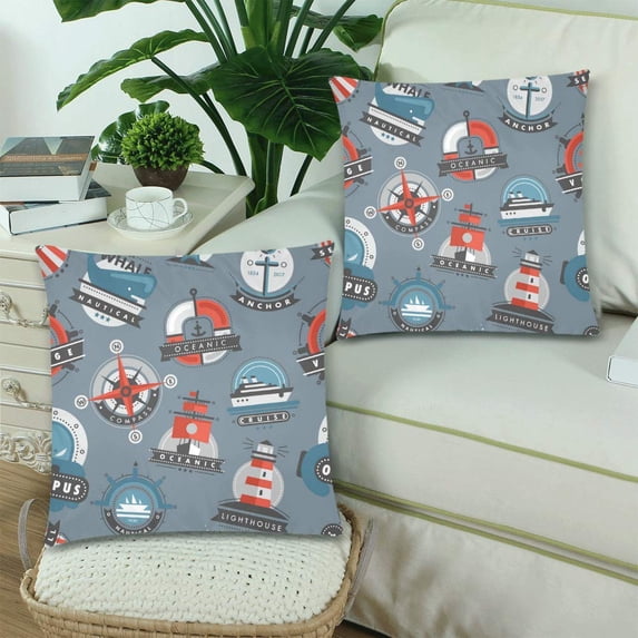 MKHERT Nautical Anchor Design Pillowcase Pillow Protector Cushion Cover 18x18 inch,Set of 2