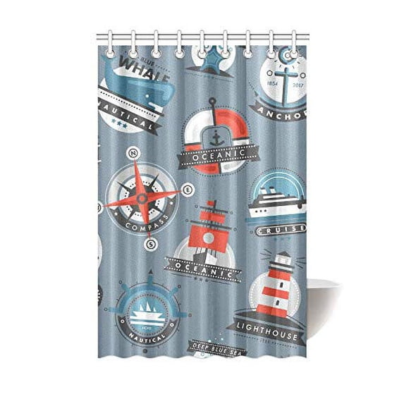 MKHERT Nautical Anchor Design Polyester Fabric Bathroom Shower Curtain 48x72 inch