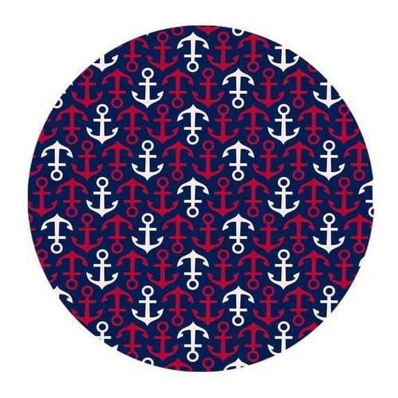 MKHERT Nautical Chevron Anchor Pattern Round Mousepad Mat For Mouse Mice Size 7.87x7.87 inches