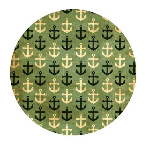 MKHERT Nautical Chevron Anchor Pattern Round Mousepad Mat For Mouse Mice Size 7.87x7.87 inches