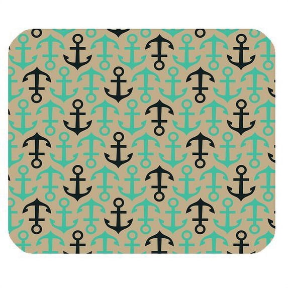 MKHERT Nautical Chevron Anchor Seamless Pattern Rectangle Mousepad Mat For Mouse Mice Size 9.84x7.87 inches