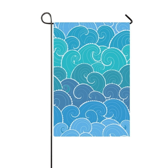 MKHERT Nautical Waves Garden Flag Outdoor Flag 12x18 inch