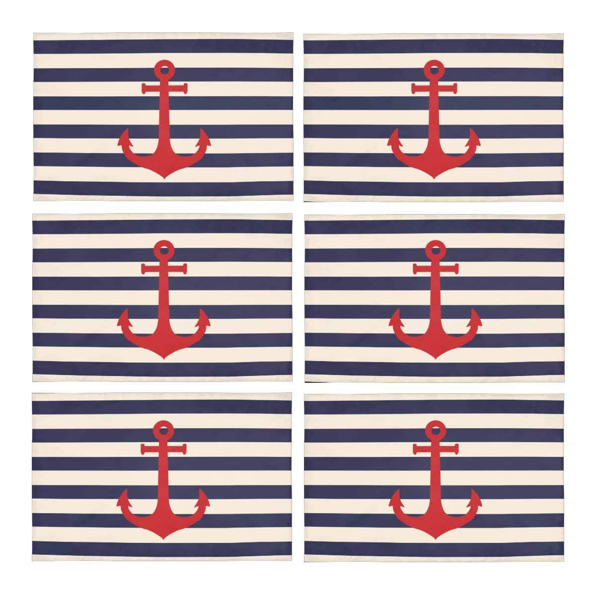 MKHERT Navy Blue Striped Marine Background with Nautical Anchor