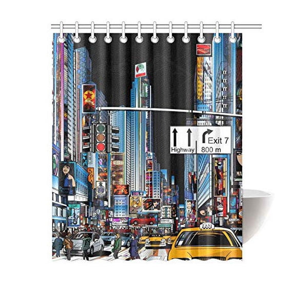 MKHERT New York Shower Curtain Bath Curtain Waterproof Fabric Polyester Curtains 60x72 inch