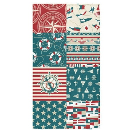 MKHERT Ocean Lover Nautical Anchor and Rudder Pattern Bath Towel 30x56 Inches Bathroom Towel Beach Sunbath