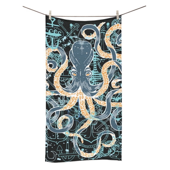 MKHERT Octopus And Anchors Bath Towel Shower Towel Wash Cloth Face Towels 16x28 Inches