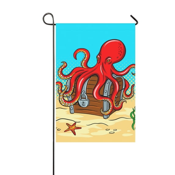 MKHERT Octopus Guards Garden Flag Banner Decorative Flag for Wedding Party Yard Home Outdoor Decor 12x18 inch