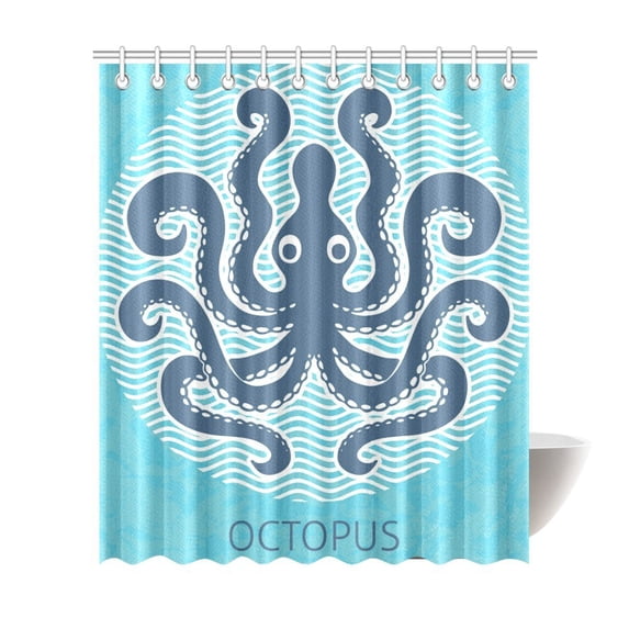 MKHERT Octopus Sea Monster Polyester Fabric Bathroom Shower Curtain 66x72 inch