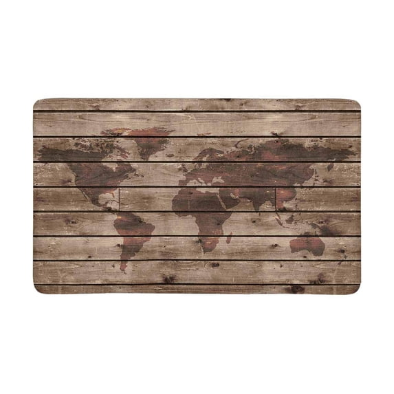 MKHERT Old Wood Texture with World Map in Vintage Style Doormat Rug Home Decor Floor Mat Bath Mat 30x18 inch