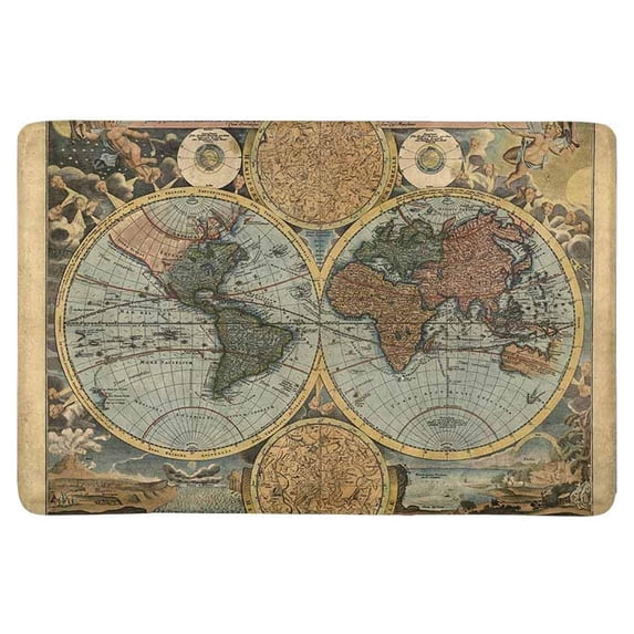 MKHERT Old World Map in Vintage Style Doormat Rug Home Decor Floor Mat Bath Mat 23.6x15.7 inch