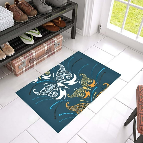 MKHERT Orange Butterfly Doormat Rug Home Decor Floor Mat Bath Mat 23.6x15.7 inch