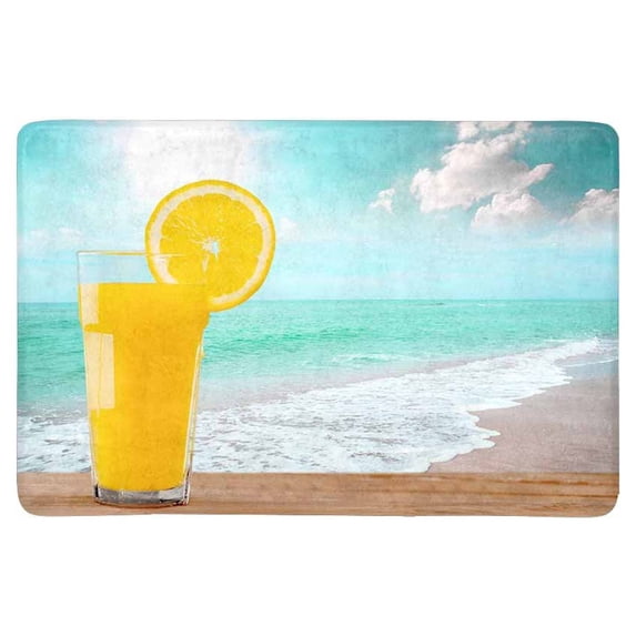MKHERT Orange Juice Drinks with Tropical Summer Beach Doormat Rug Home Decor Floor Mat Bath Mat 23.6x15.7 inch