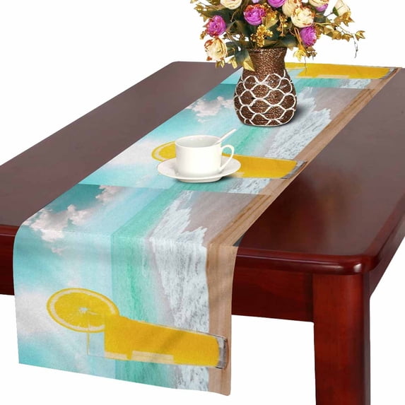 MKHERT Orange Juice Drinks with Tropical Summer Beach Table Runner Home Decor for Wedding Banquet Decoration 16x72 Inch