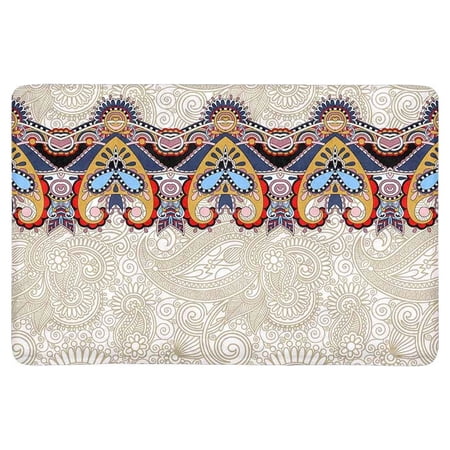 MKHERT Ornamental Background with Flower Ribbon Stripes Doormat Rug Home Decor Floor Mat Bath Mat 23.6x15.7 inch
